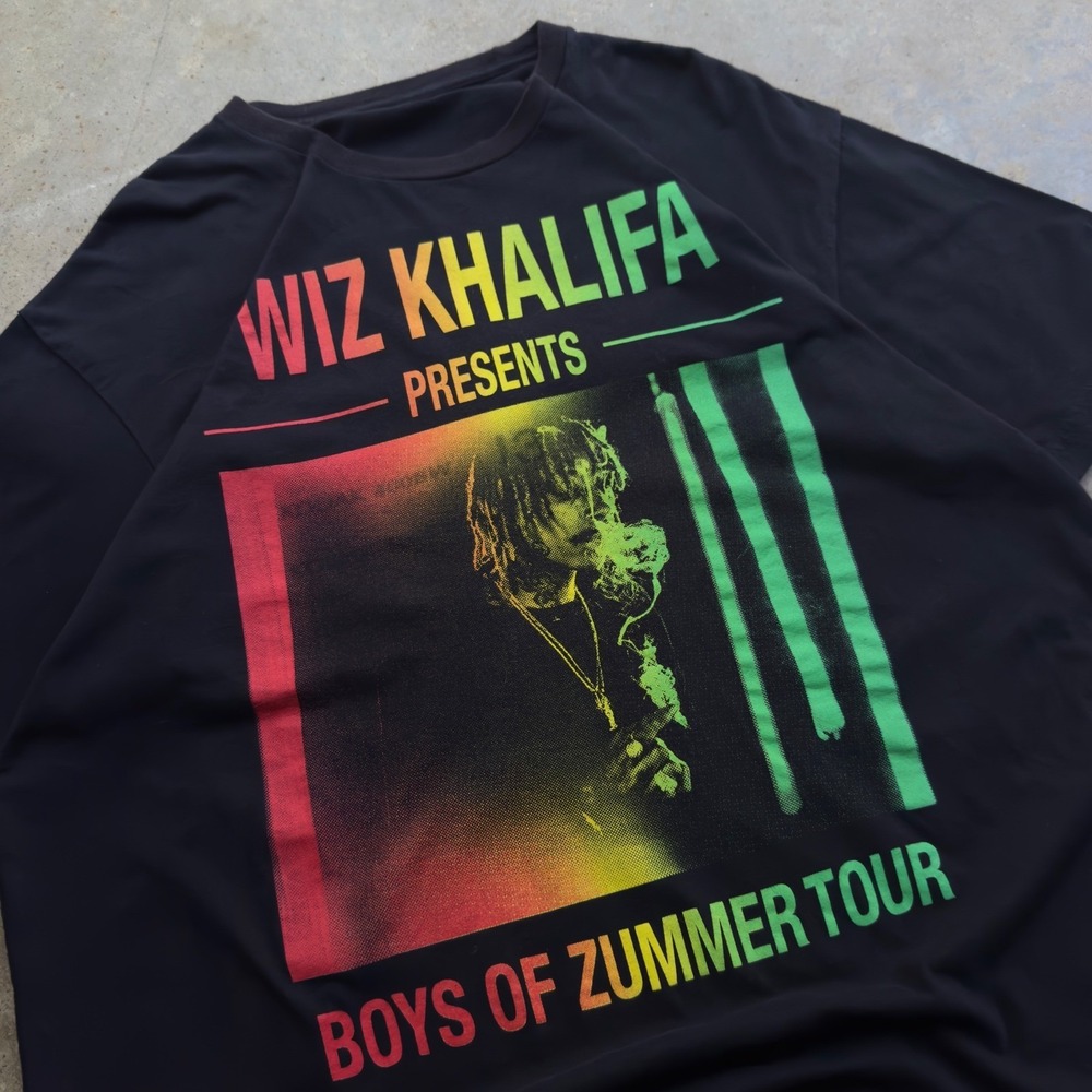 Vintage 2015 Wiz Khalifa Boys of Zummer Tour Graphic T-Shirt Black Large (f3)